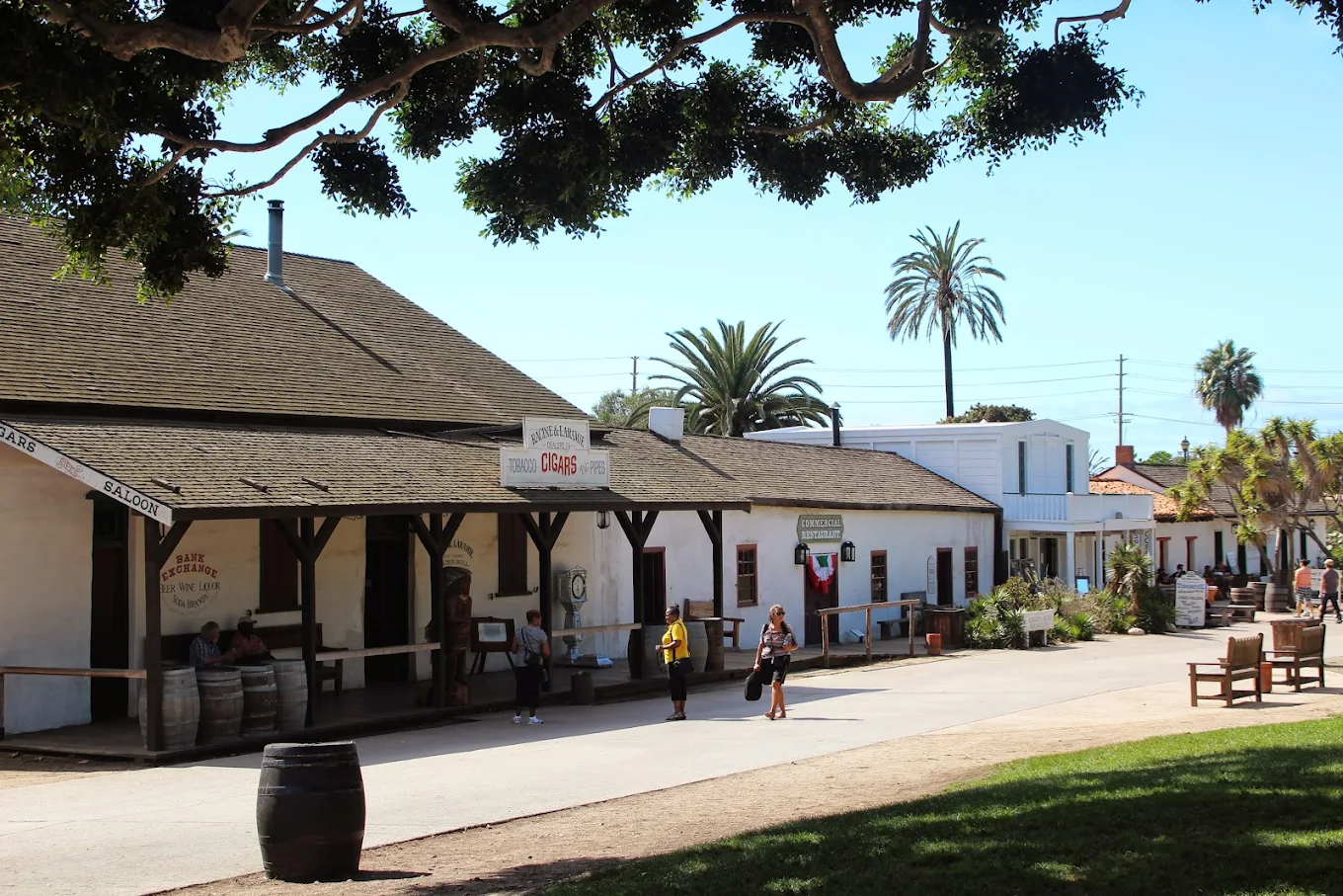 Old Town San Diego State Historic Park in San Diego - preserved adobe buildings